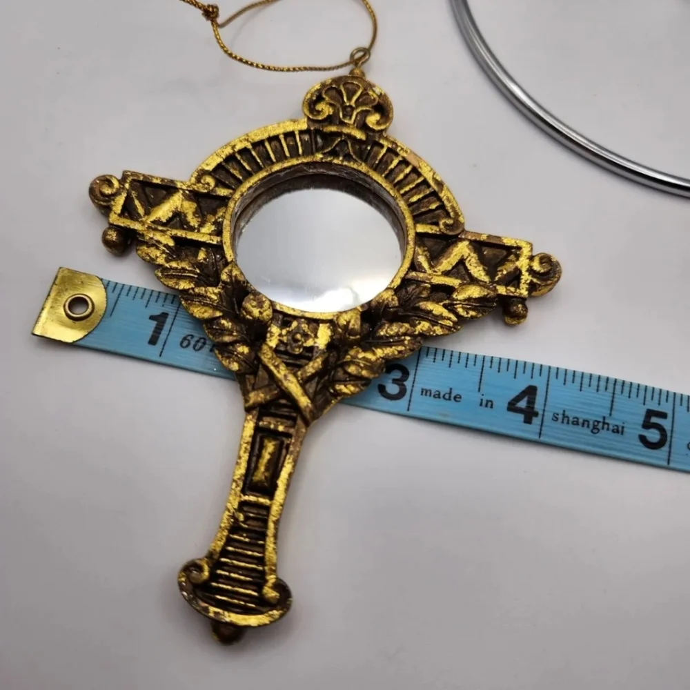Christmas Ornament, Set of 2 Gold, with mirrors